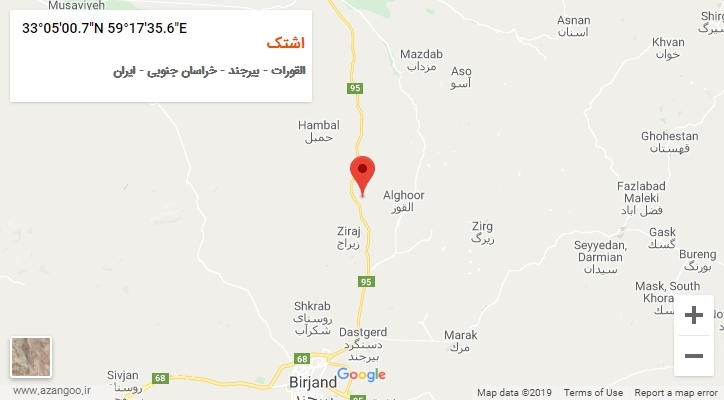 روستای اشتک بر روی نقشه