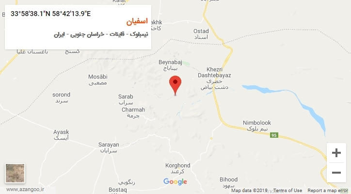 روستای اسفیان بر روی نقشه