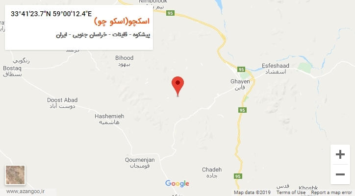 روستای اسکچو(اسکو چو) بر روی نقشه