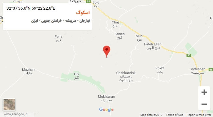 روستای اسکوگ بر روی نقشه