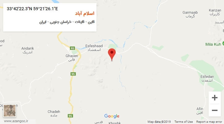 روستای اسلام آباد بر روی نقشه