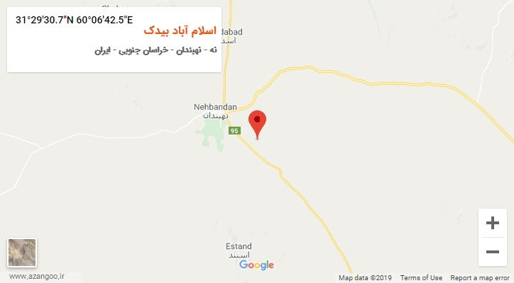 روستای اسلام آباد بیدک بر روی نقشه