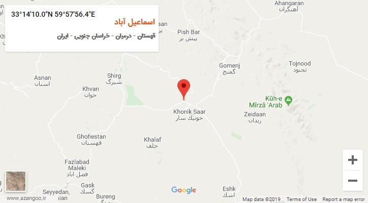 روستای اسماعیل آباد بر روی نقشه