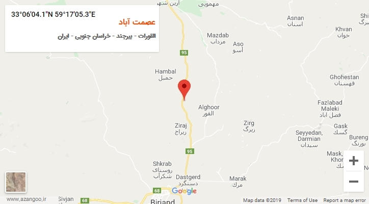 روستای عصمت آباد بر روی نقشه