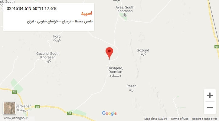 روستای اسپید بر روی نقشه