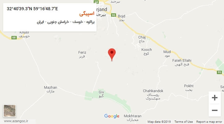 روستای اسپیگی بر روی نقشه