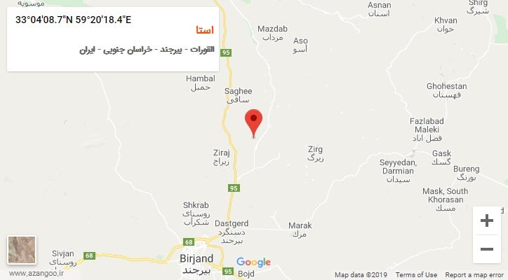 روستای استا بر روی نقشه