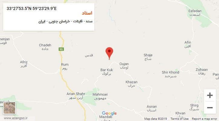 روستای استاد بر روی نقشه