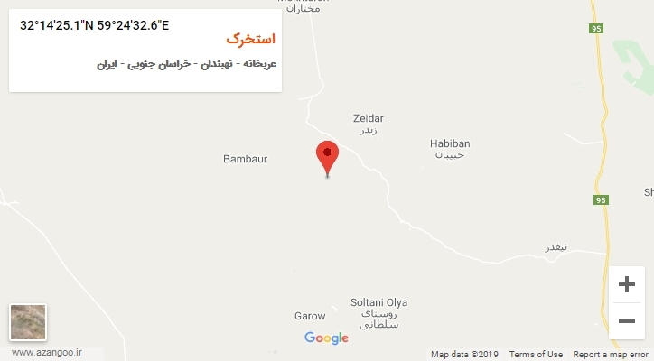 روستای استخرک بر روی نقشه