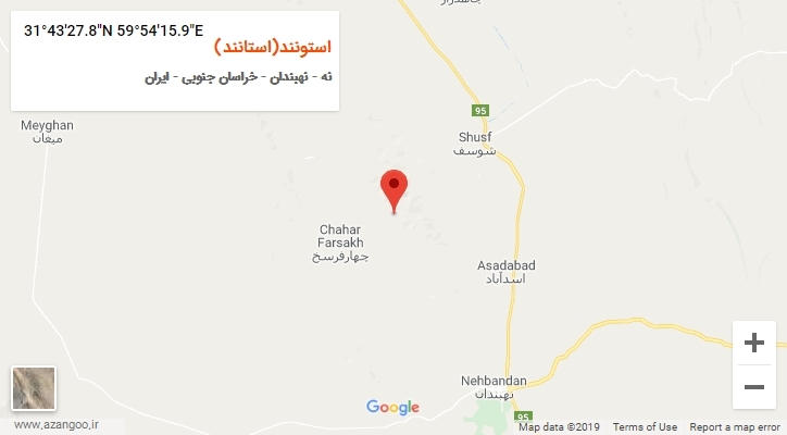 روستای استونند(استانند) بر روی نقشه
