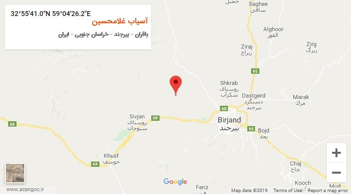 روستای آسیاب غلامحسین بر روی نقشه