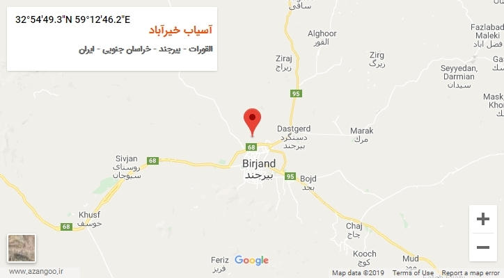 روستای آسیاب خیرآباد بر روی نقشه