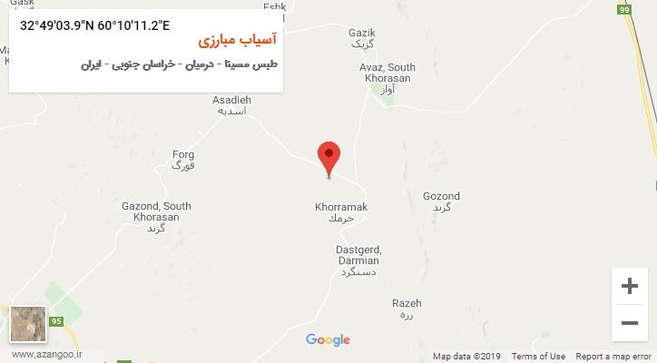 روستای آسیاب مبارزی بر روی نقشه