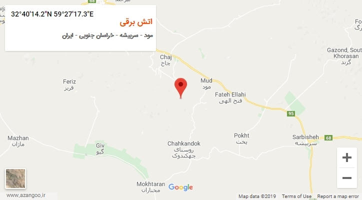 روستای اتش برقی بر روی نقشه