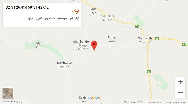روستای اوک بر روی نقشه