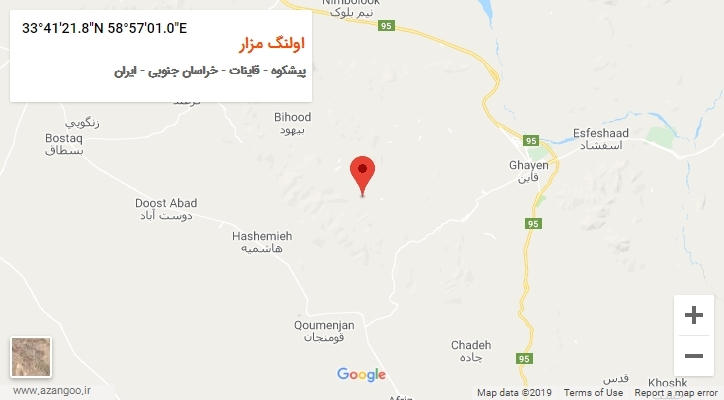 روستای اولنگ مزار بر روی نقشه