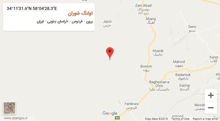 روستای اولنگ شوران بر روی نقشه
