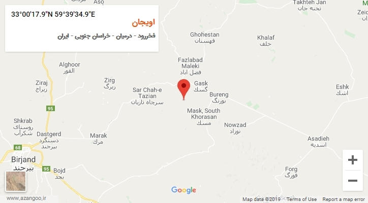 روستای اویجان بر روی نقشه