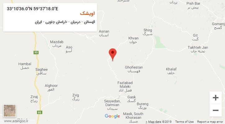 روستای اویشک بر روی نقشه