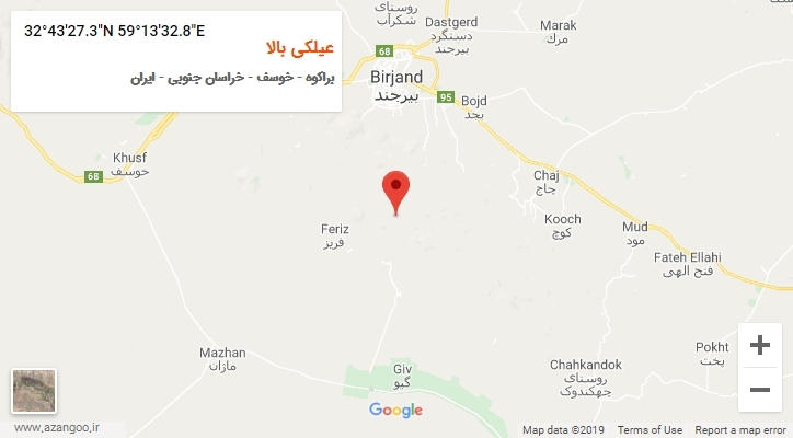 روستای عیلکی بالا بر روی نقشه