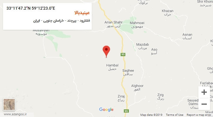 روستای عینیدبالا بر روی نقشه