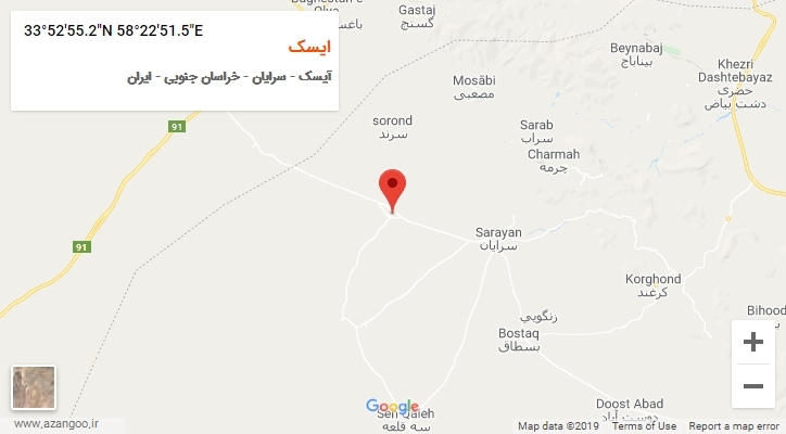 روستای ایسک بر روی نقشه