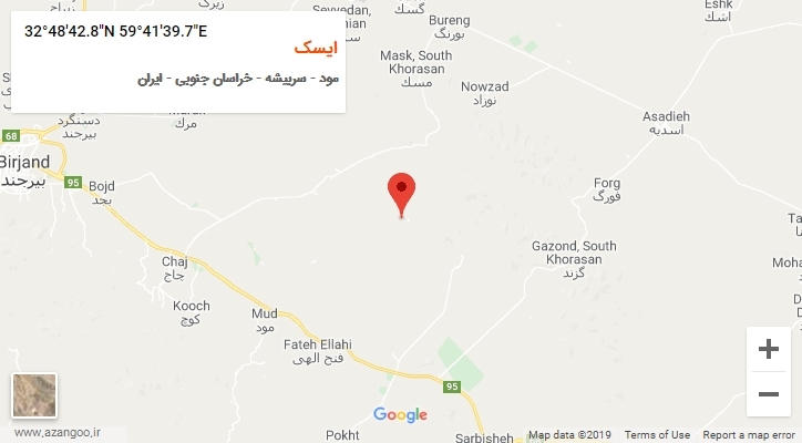 روستای ایسک بر روی نقشه