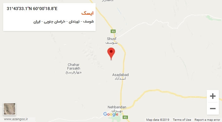 روستای ایسک بر روی نقشه
