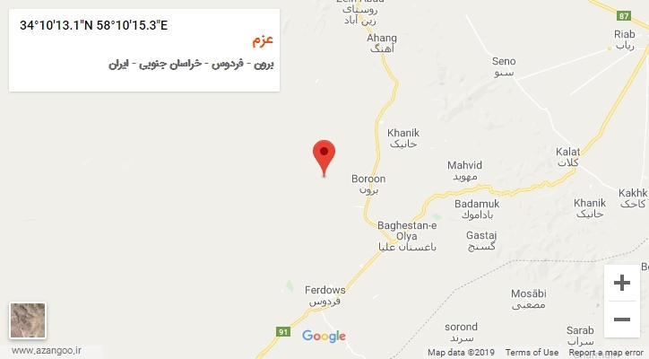روستای عزم بر روی نقشه