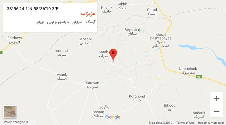 روستای عزیزاب بر روی نقشه