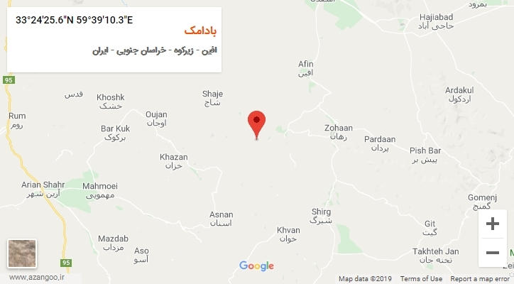 روستای بادامک بر روی نقشه