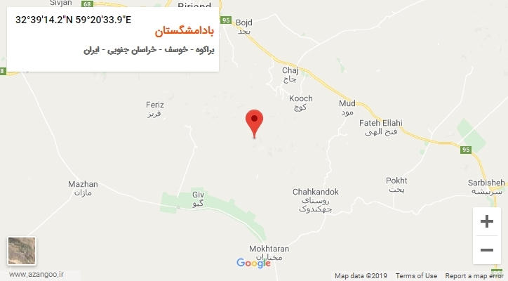 روستای بادامشگستان بر روی نقشه