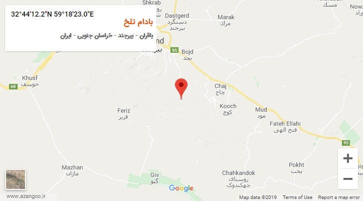 روستای بادام تلخ بر روی نقشه