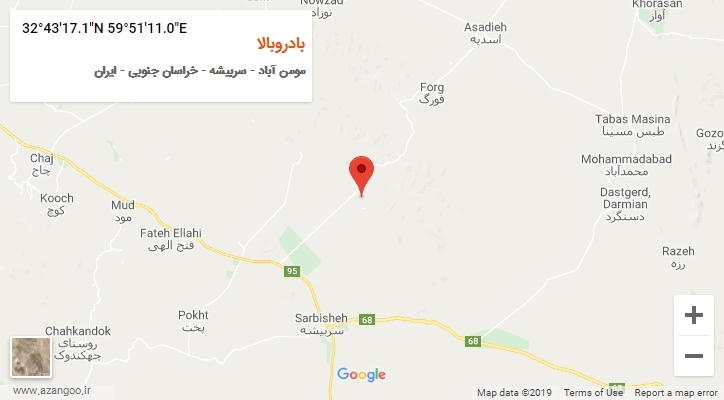 روستای بادروبالا بر روی نقشه