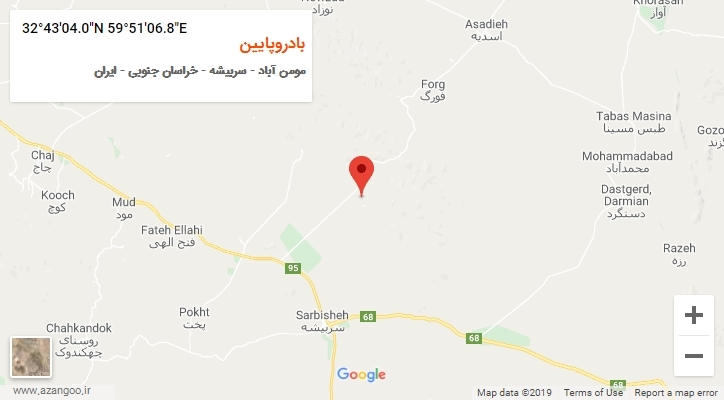 روستای بادروپایین بر روی نقشه