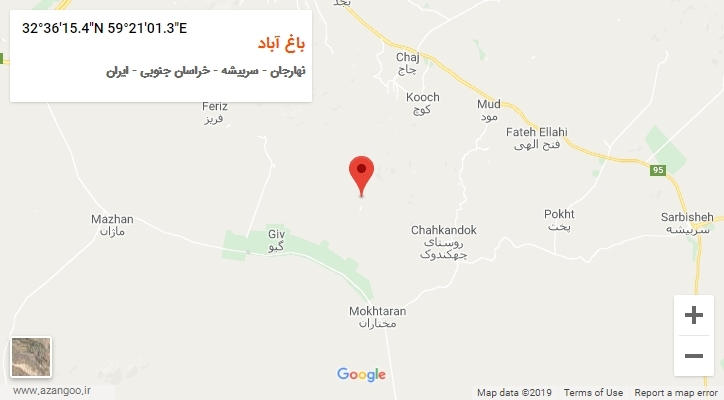 روستای باغ آباد بر روی نقشه