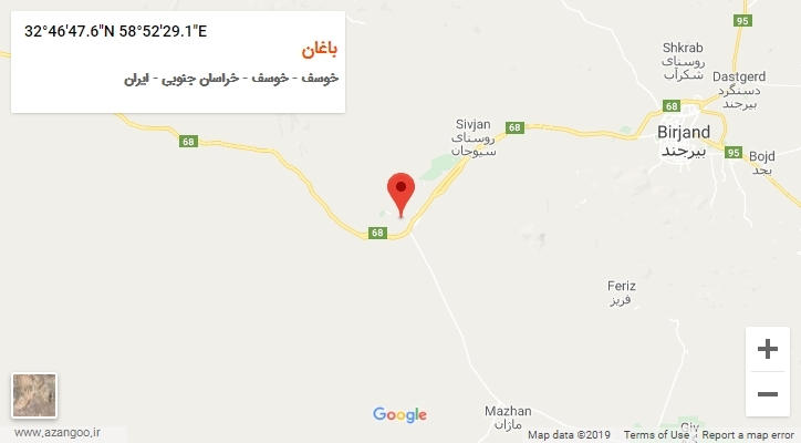 روستای باغان بر روی نقشه