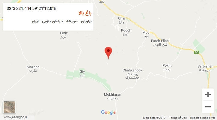 روستای باغ بالا بر روی نقشه