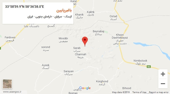 روستای باغبرپایین بر روی نقشه