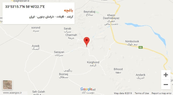 روستای باغچه بر روی نقشه