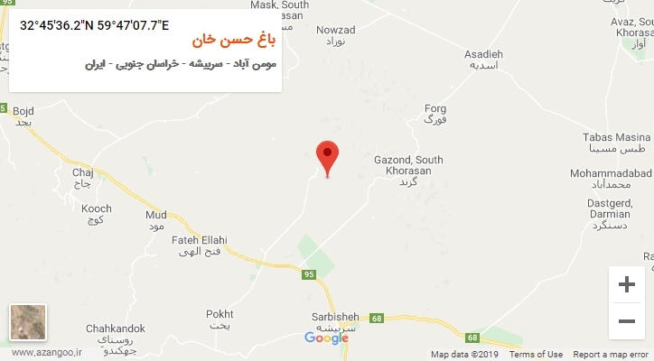 روستای باغ حسن خان بر روی نقشه