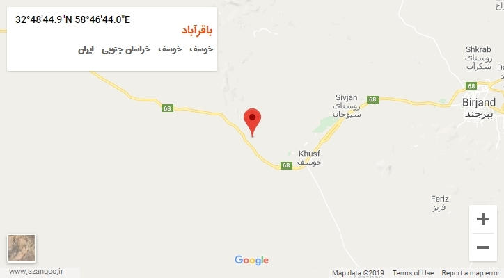 روستای باقرآباد بر روی نقشه