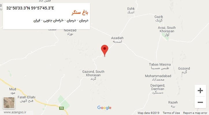 روستای باغ سنگر بر روی نقشه