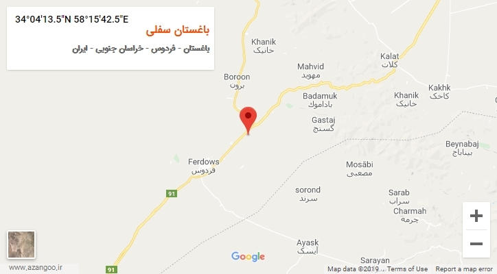 روستای باغستان سفلی بر روی نقشه