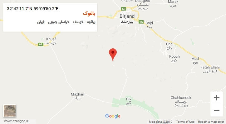 روستای باغوک بر روی نقشه