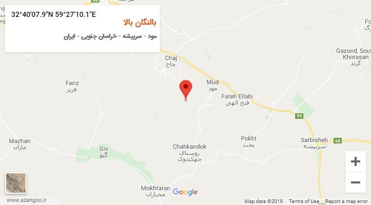 روستای بالنگان بالا بر روی نقشه
