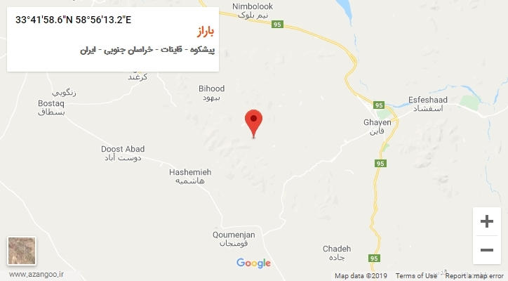 روستای باراز بر روی نقشه