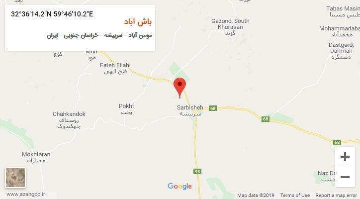 روستای باش آباد بر روی نقشه