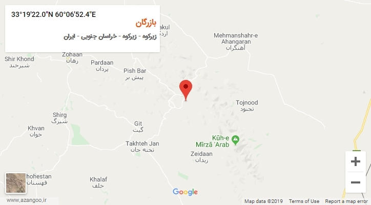 روستای بازرگان بر روی نقشه