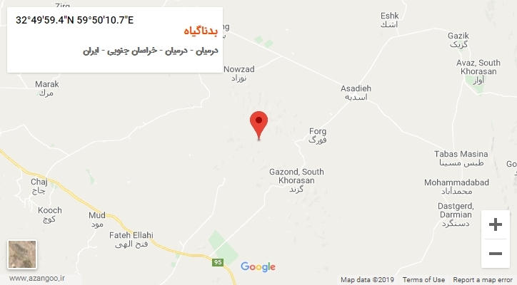 روستای بدناگیاه بر روی نقشه